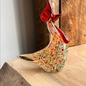 Glass Rooster Paperweight